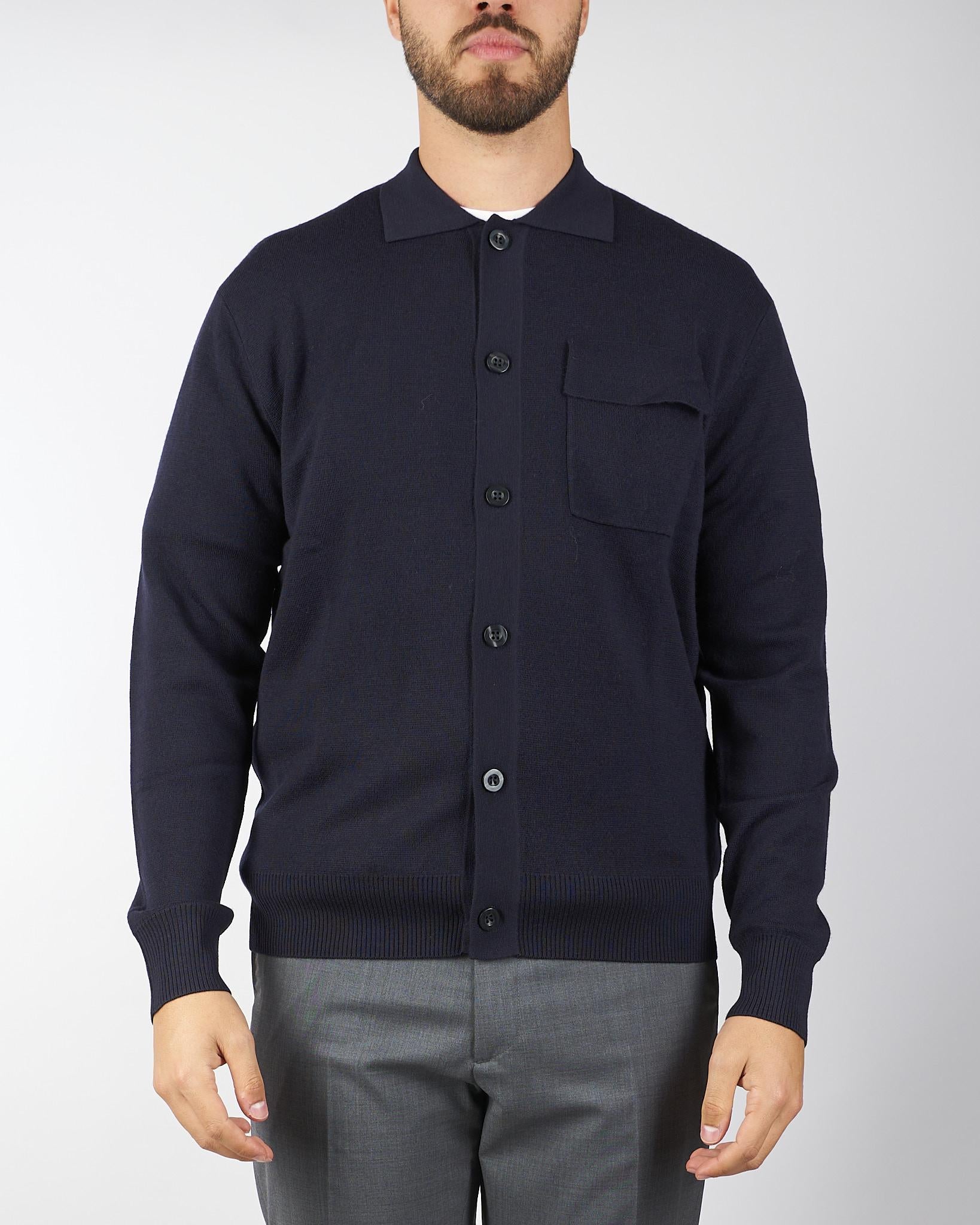 Cardigan Blu in lana con colletto L1MFW25266737 E044 LOW BRAND 