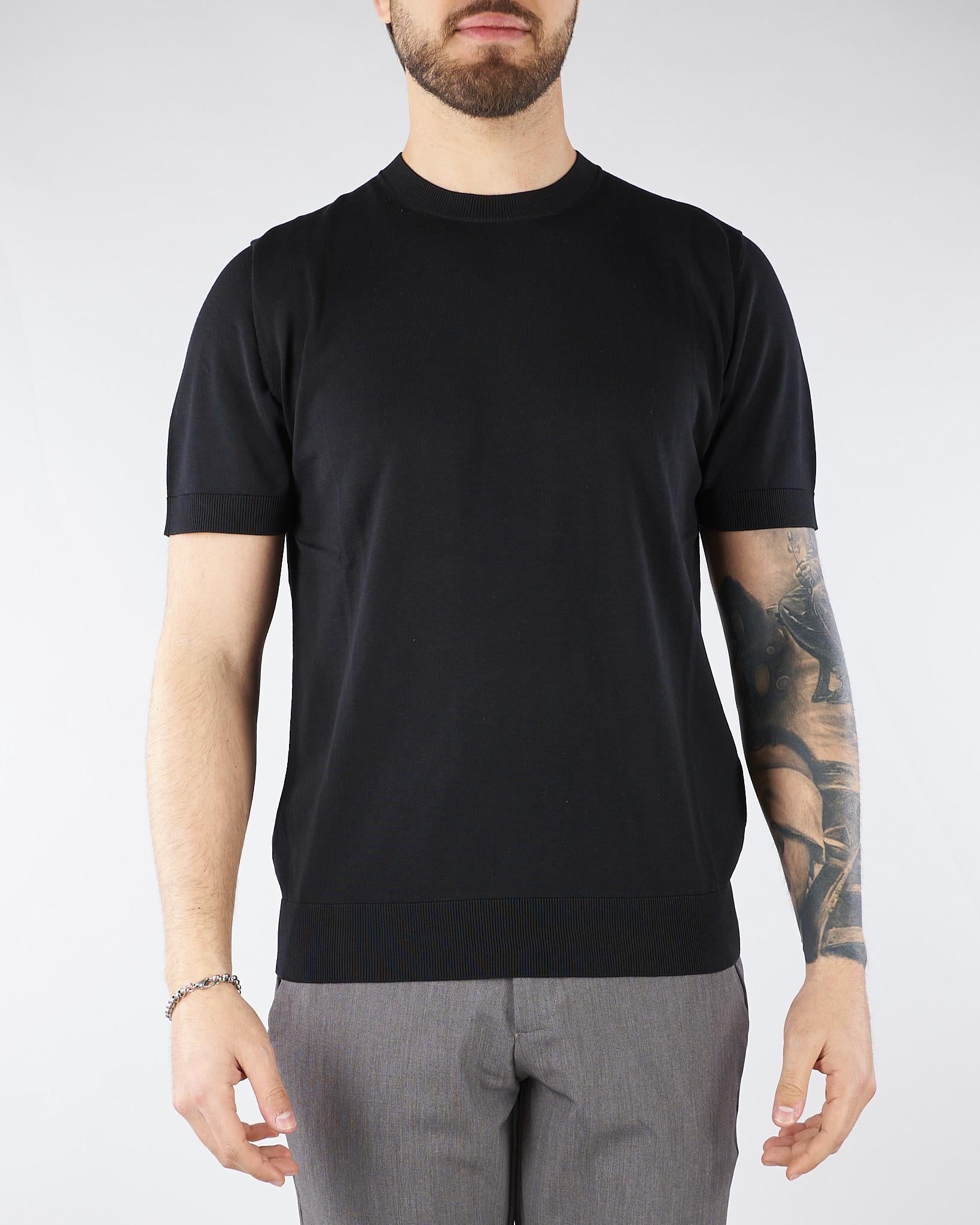 Maglia Nero in pura seta e cotone A010F200 9000 PAOLO PECORA 