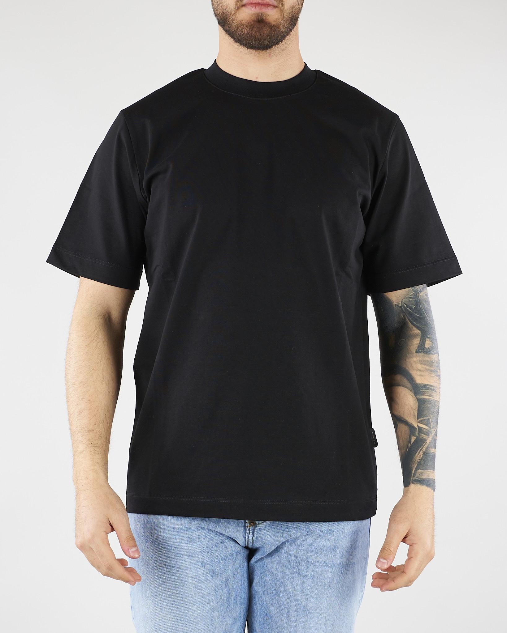 T-shirt Nero in cotone pesante Relaxed fit XM4261 99 YES LONDON 