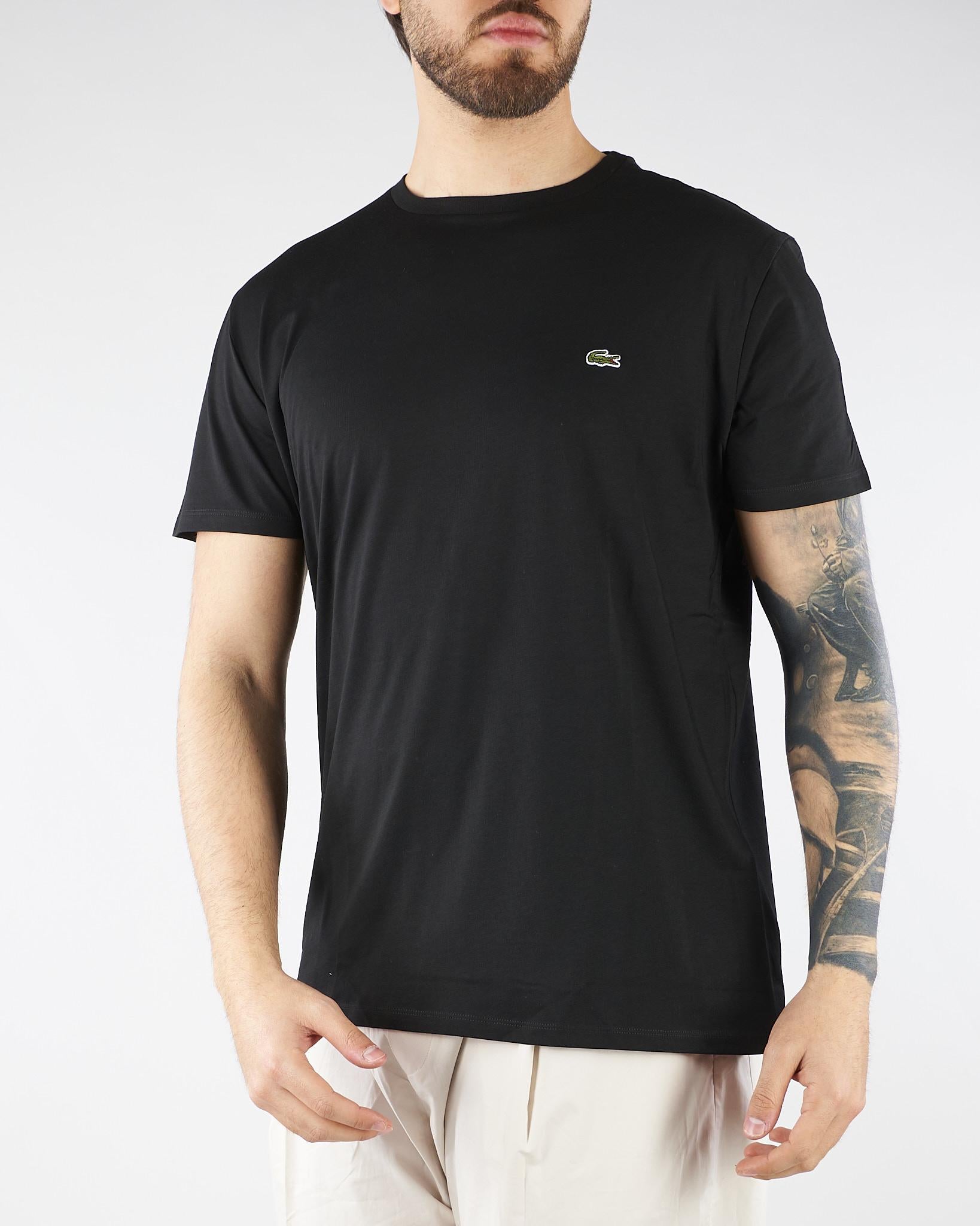 T-shirt Nero in cotone Pima TH6709 031 LACOSTE 