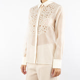 Camicia Crema in organza con ricamo Folk FOLK 642 NENETTE 