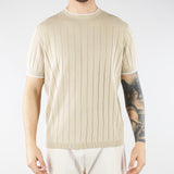 Maglia Sabbia in cotone a costine con profili a contrasto DK17020 30 DIKTAT 