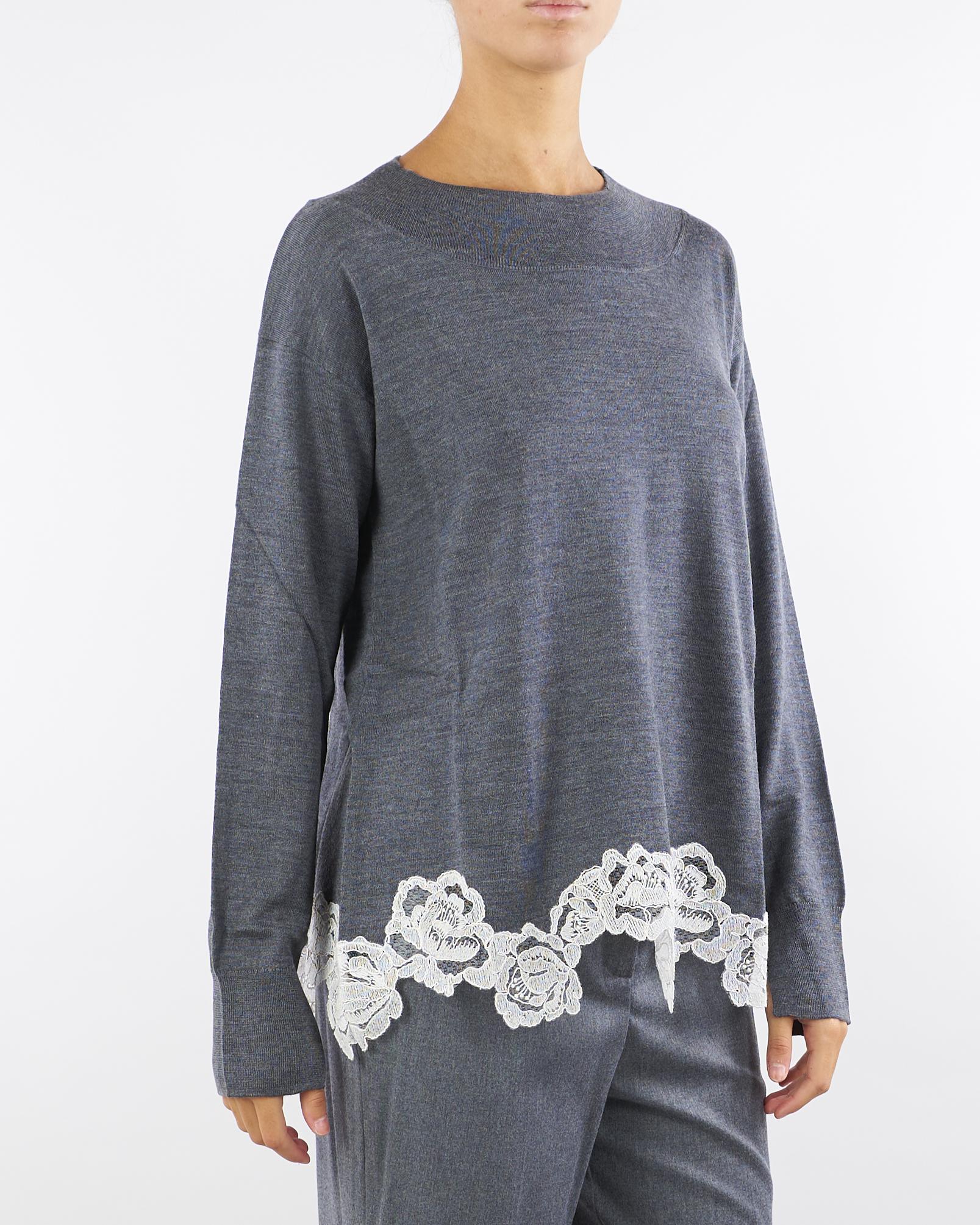 Maglia Antracite in lana con pizzo RF5171MA82O 02070 BLUGIRL 