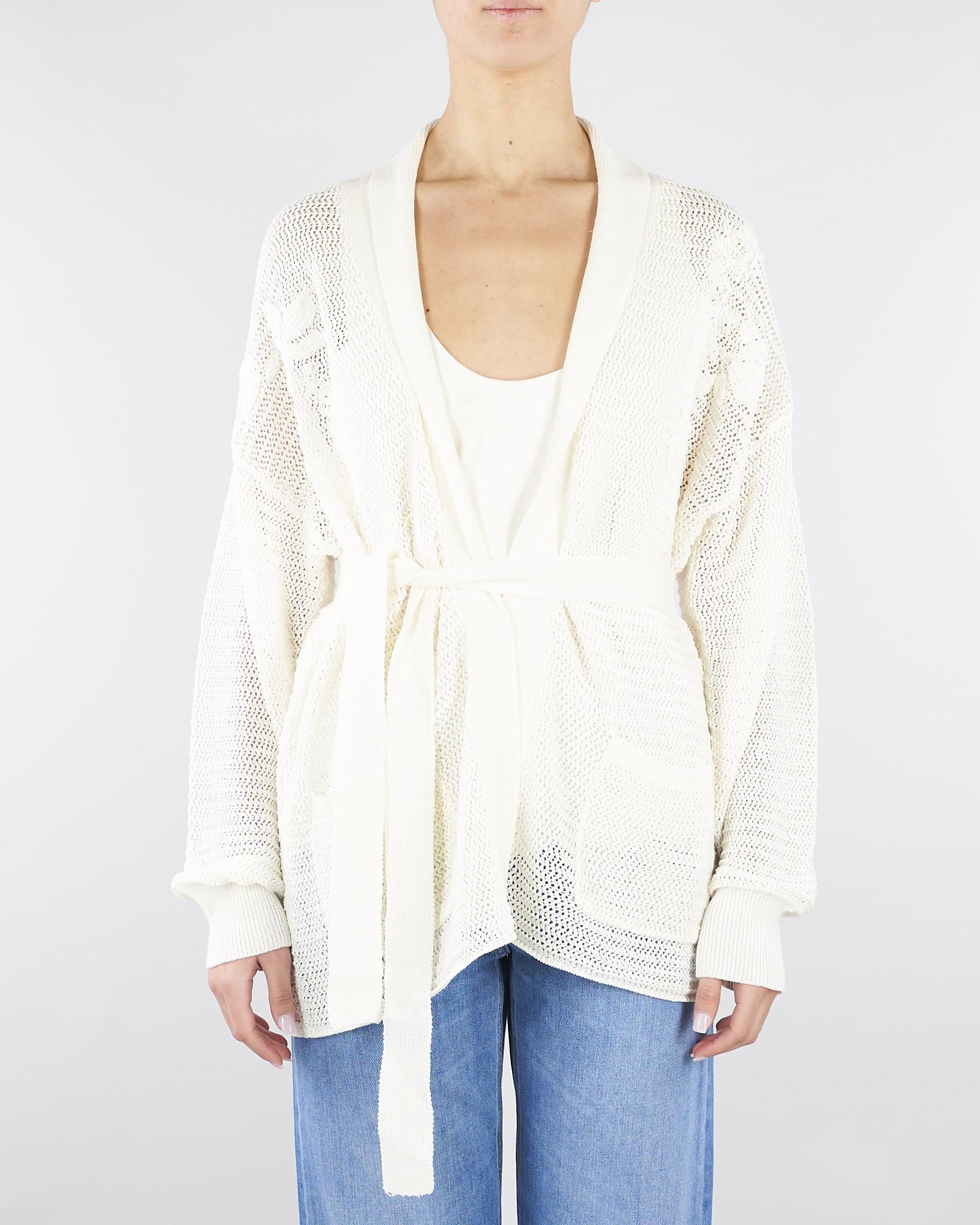 Cardigan Bianco a rete con ricamo a mano TE3021 381 TWIN SET 