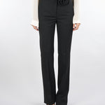 Pantalone flare Nero con cintura a fiore FOSCA 5 MARELLA 