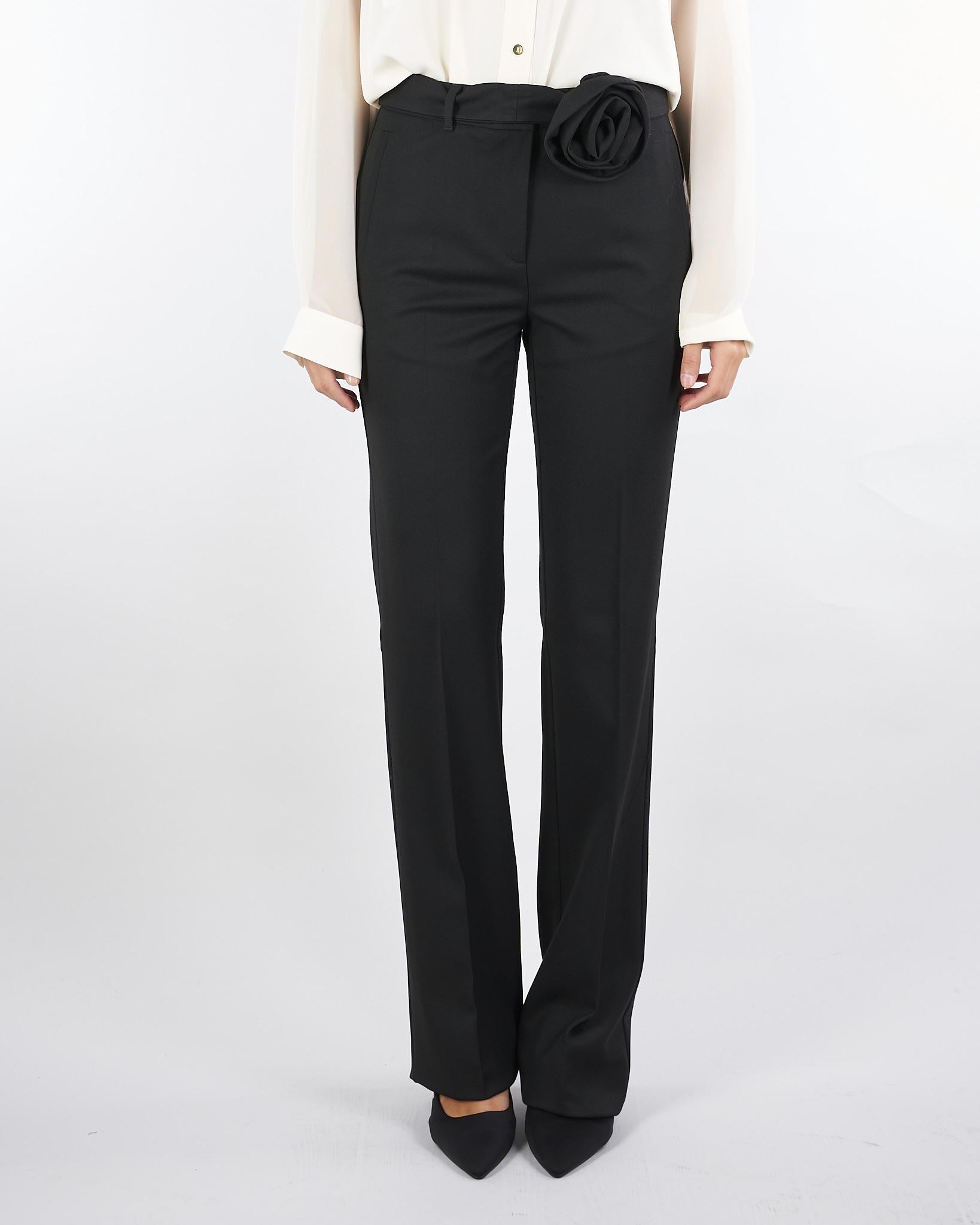 Pantalone flare Nero con cintura a fiore FOSCA 5 MARELLA 