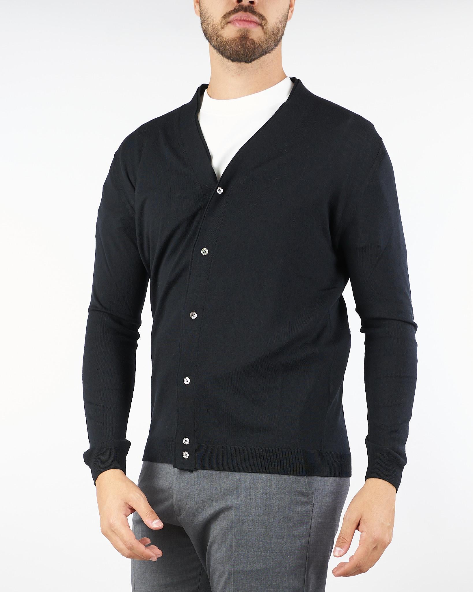 Cardigan Nero in lana extrafine L1MFW25266729 D001 LOW BRAND 