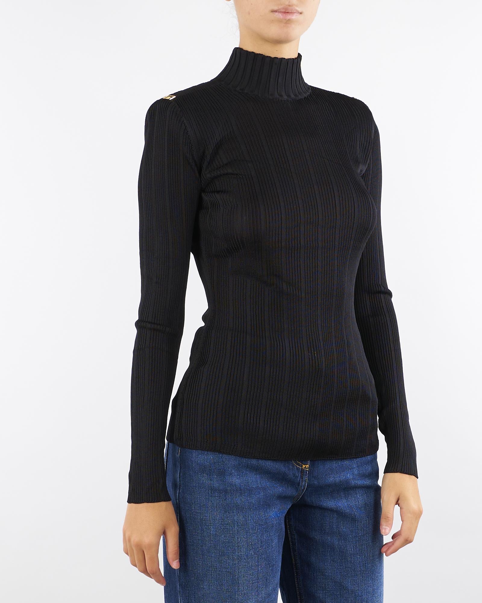 Maglia Nero in filato di viscosa con dettagli logo MK22S56E2 110 ELISABETTA FRANCHI 