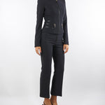 Giacca Nero in doppio crêpe con dettagli zip GI17356E2 110 ELISABETTA FRANCHI 