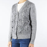Cardigan Grigio a costine con ricamo floreale NS124 95 NO SECRETS 
