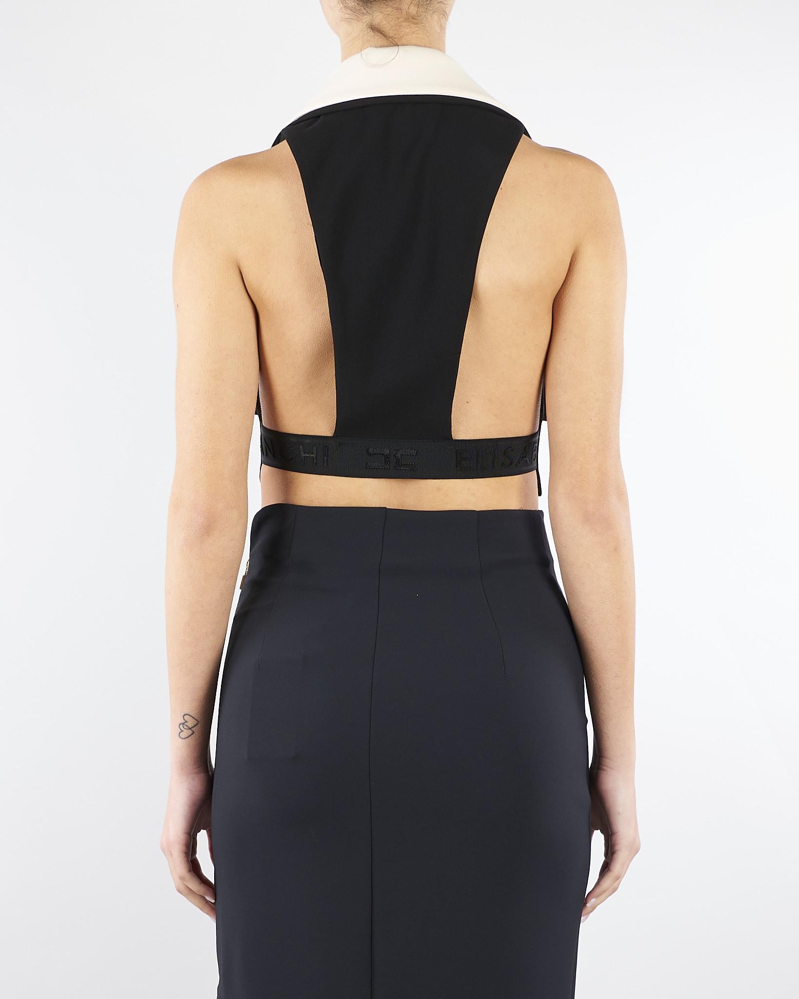 Gilet Nero-Burro cropped bicolor GL00161E2 685 ELISABETTA FRANCHI 