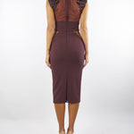 Abito Merlot in crêpe leggero e tulle con ricami cocco AB83457E2 EA4 ELISABETTA FRANCHI 