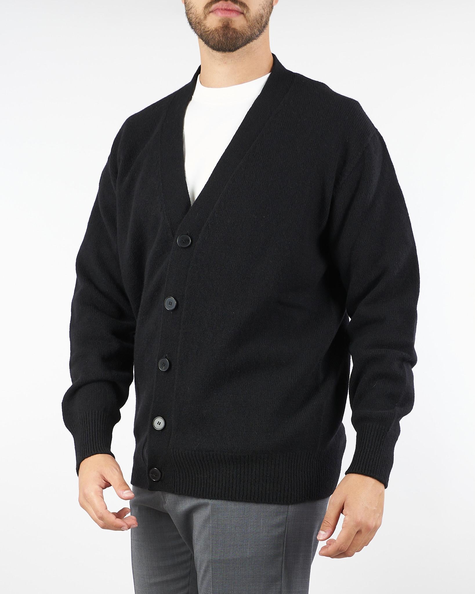 Cardigan Nero in pura lana e cashmere B9F0117 99 AMARANTO 