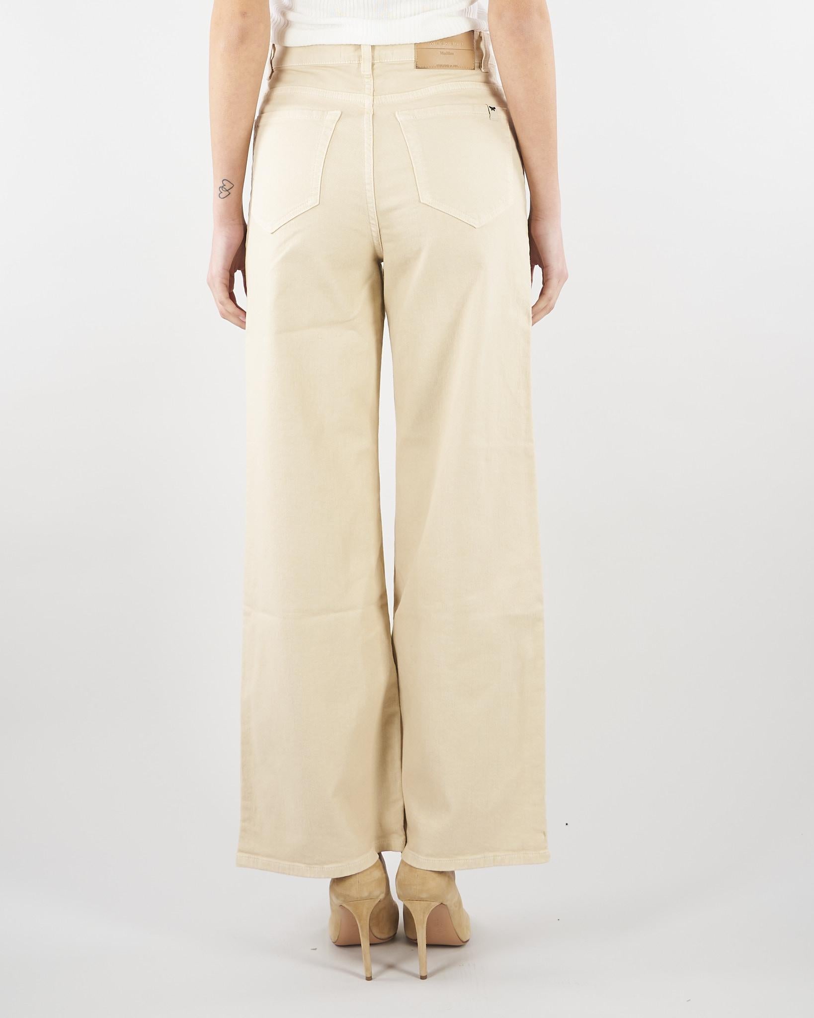 Jeans wide leg Crema in drill di cotone WKDMEDINA 12 MAX MARA WEEKEND 