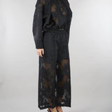 Pantalone Nero con ricami M6ER04 100 MEIMEIJ 