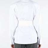 Camicia Bianco in cotone con cintura CA00101TPOP0014 V0718 SIMONA CORSELLINI 