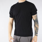 Maglia Nero in cotone a coste con profili a contrasto DK17020 99 DIKTAT 