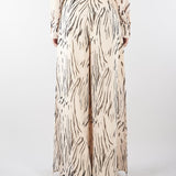 Pantaloni Crema-Nero in georgette stampata PBPVESPA 9 PENNY BLACK 