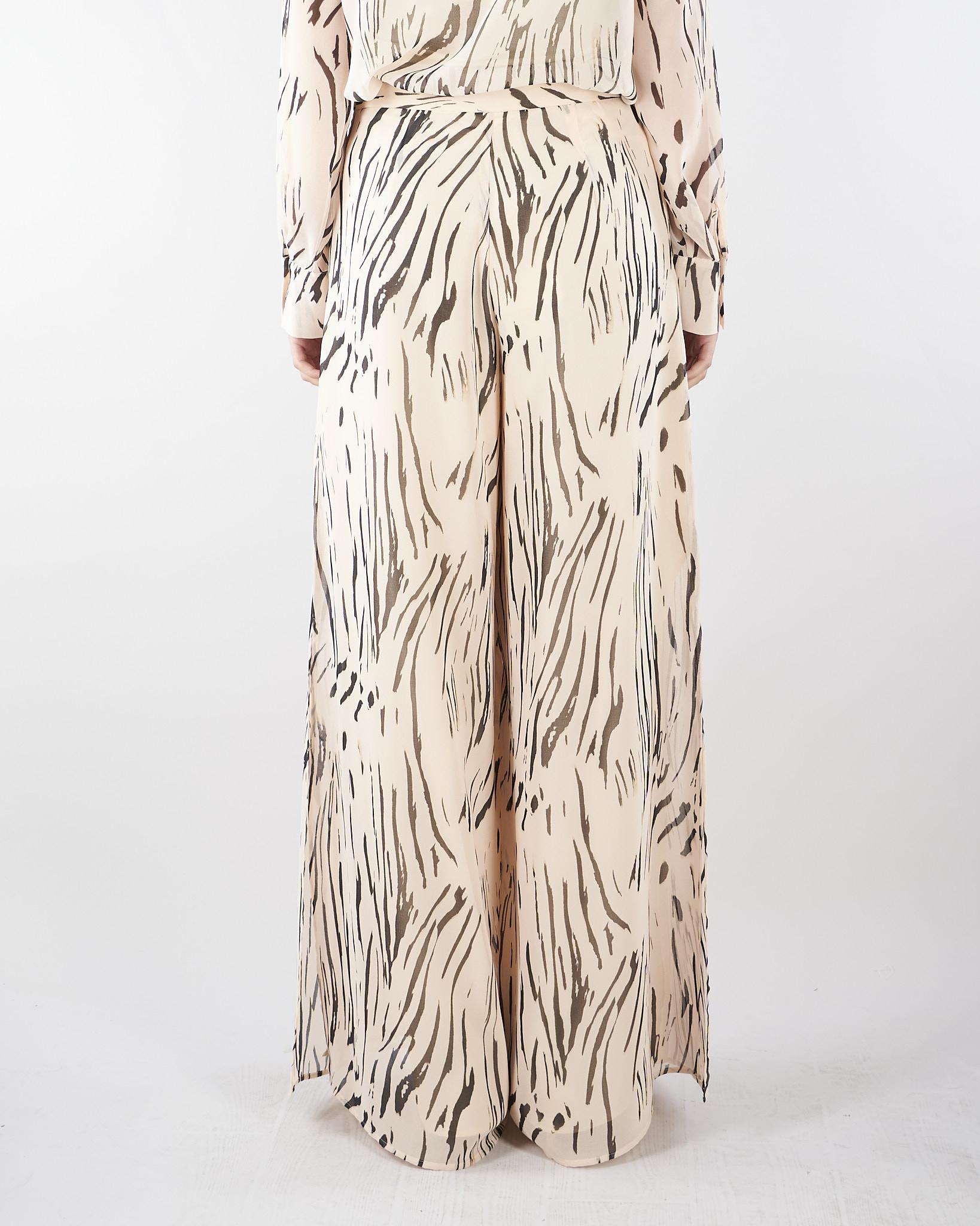 Pantaloni Crema-Nero in georgette stampata PBPVESPA 9 PENNY BLACK 