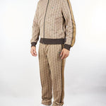 Pantalone Beige in felpa jacquard monogram con logo XH1440 6IR LACOSTE 