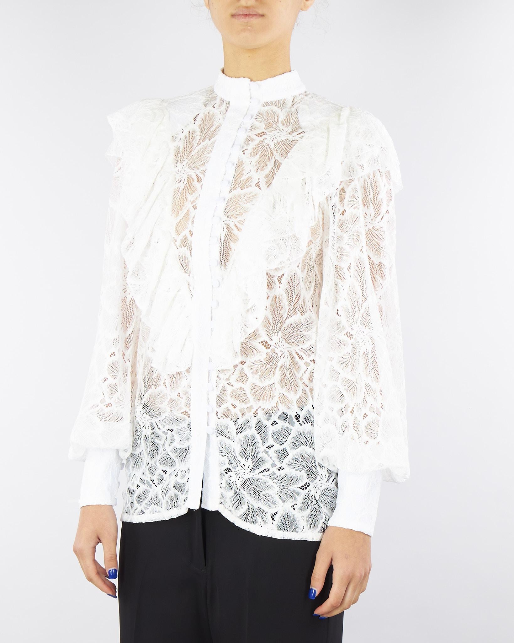 Camicia Bianco in pizzo con rouches ACT14129CA569 01 ACTUALEE 