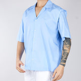 Camicia Azzurro in cotone con maniche corte