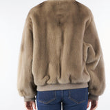 Bomber sabbia in vera pelliccia di Visone P2503V 02 GIOVI 