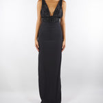 Abito Nero Red Carpet in georgette e crêpe con cristalli ABR2457E2 110 ELISABETTA FRANCHI 