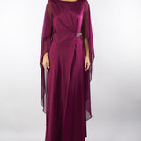 Abito Bordeaux in raso con volant A0129420 12 CLIPS 