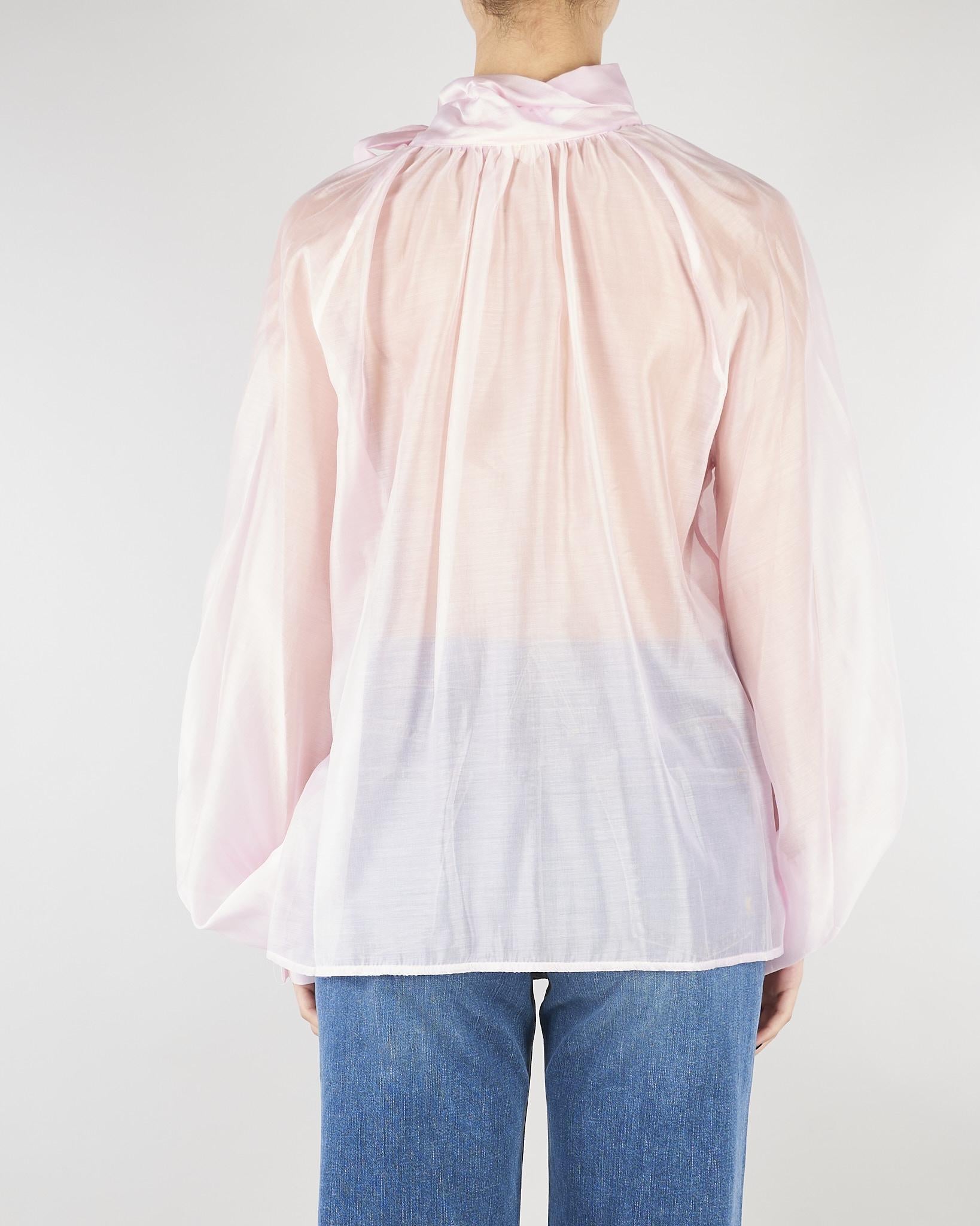 Camicia Rosa in organza con fiocco TAB0210 40 VICOLO 