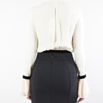 Camicia Milk-Nero in georgette con bottoni gioiello CA13157E2 EF1 ELISABETTA FRANCHI 