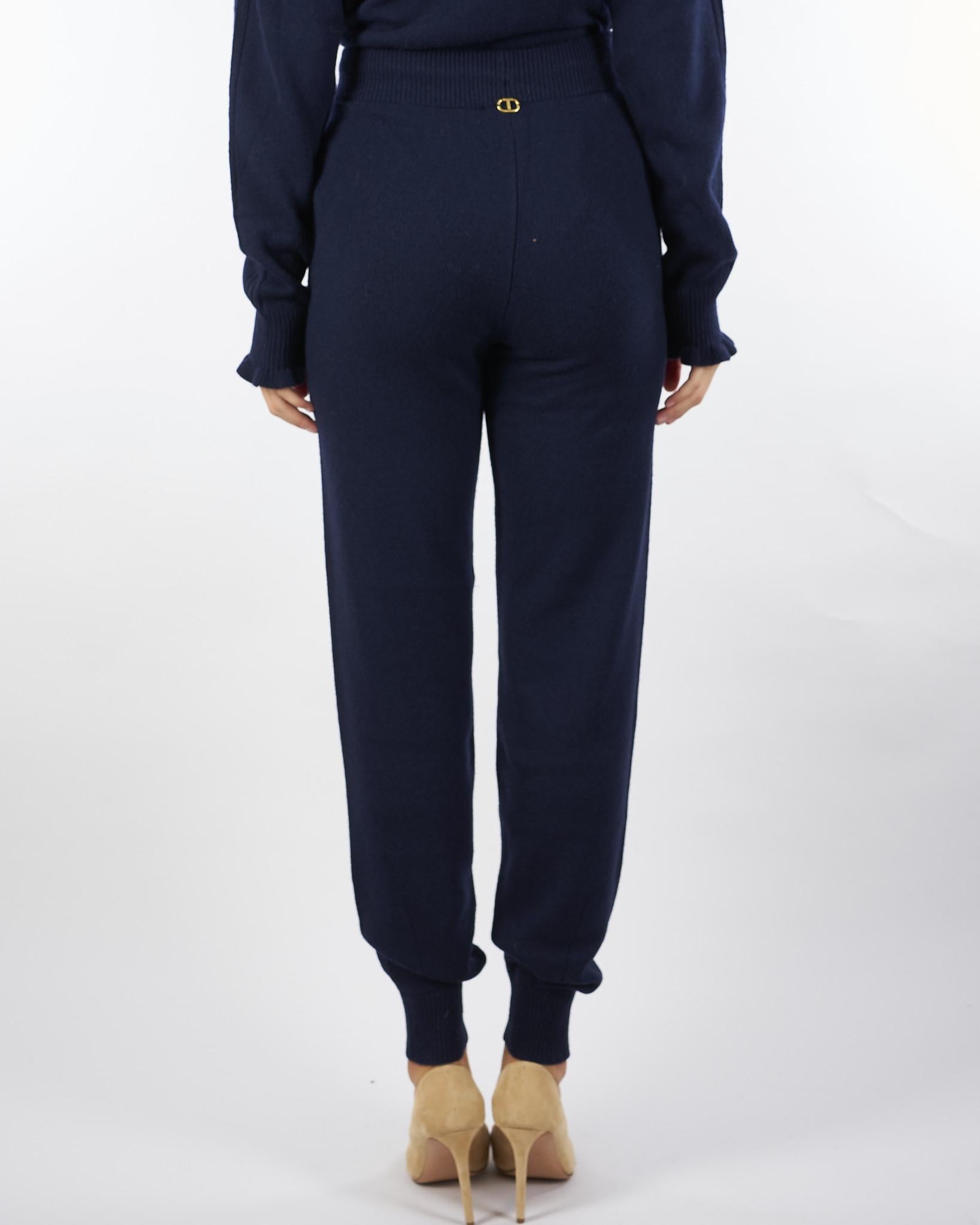 Pantaloni Blu in maglia di misto lana TT3352 11956 TWIN SET 