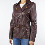 Giacca Merlot biker in pelle GD50Z56E2 EA4 ELISABETTA FRANCHI 