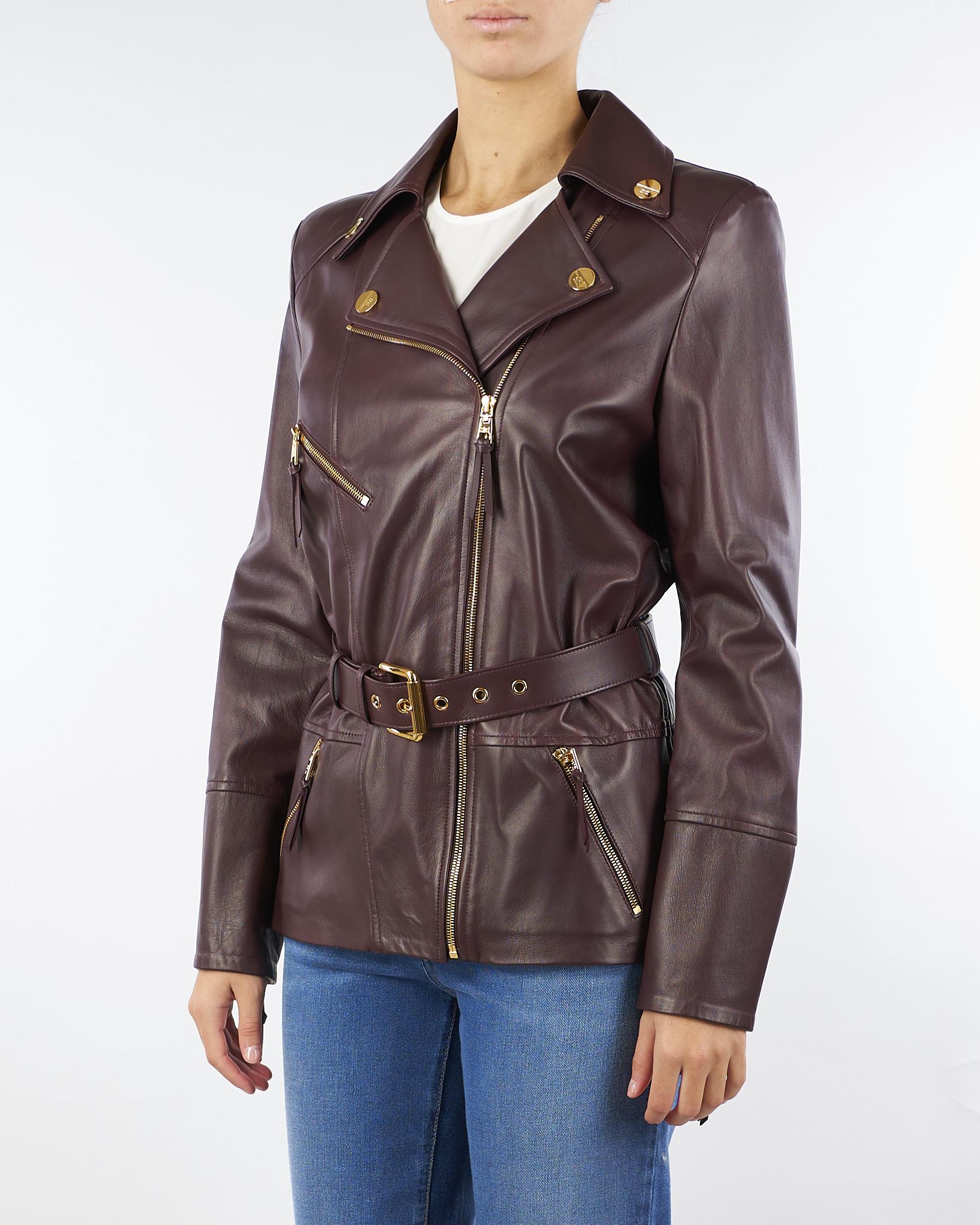 Giacca Merlot biker in pelle GD50Z56E2 EA4 ELISABETTA FRANCHI 