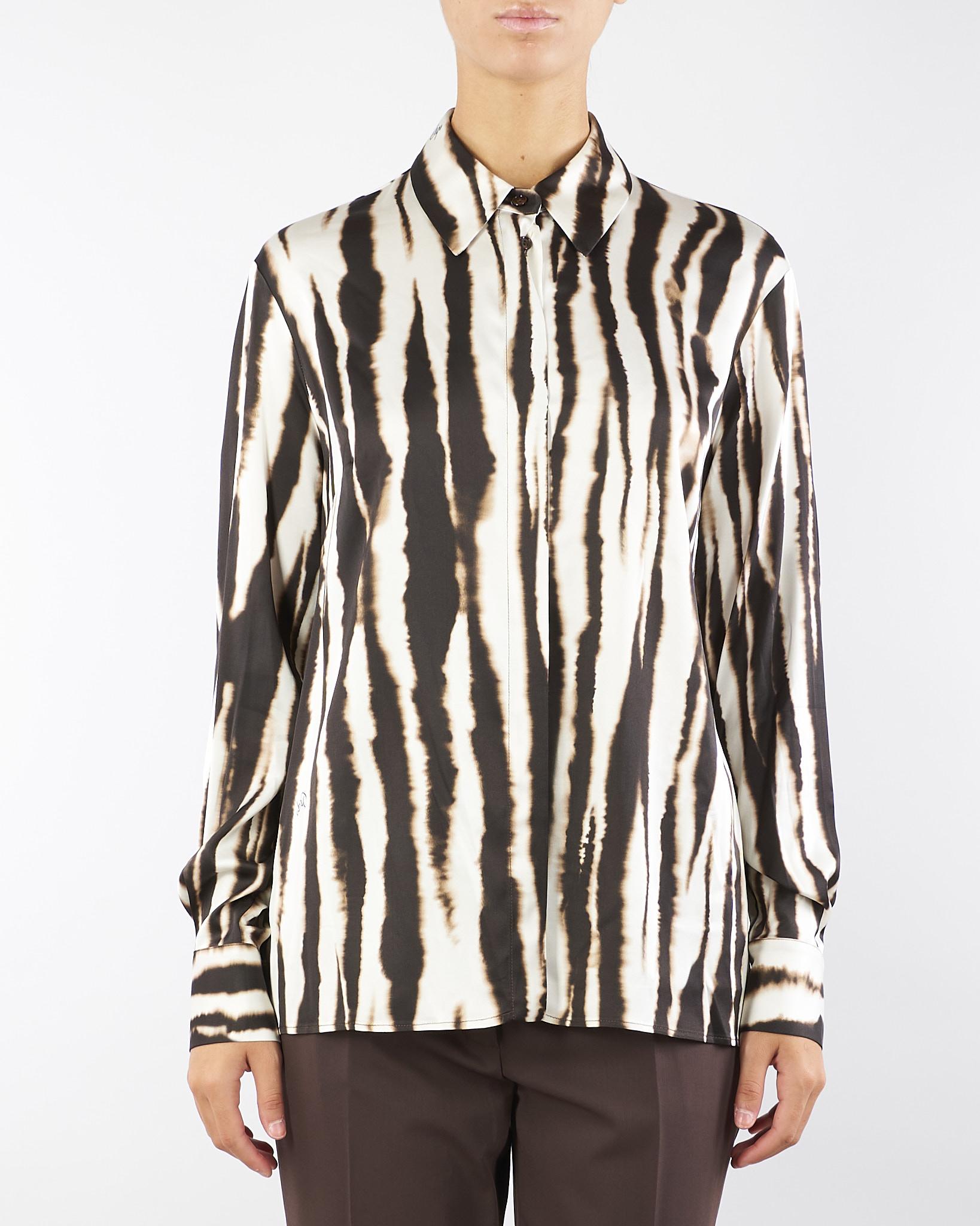 Camicia Marrone-Bianco in viscosa a fantasia A3564235 3 CLIPS 