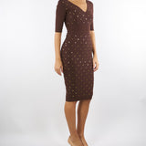 Abito Coffee in maglia con dettagli gioiello AM26S57E2 EA3 ELISABETTA FRANCHI 