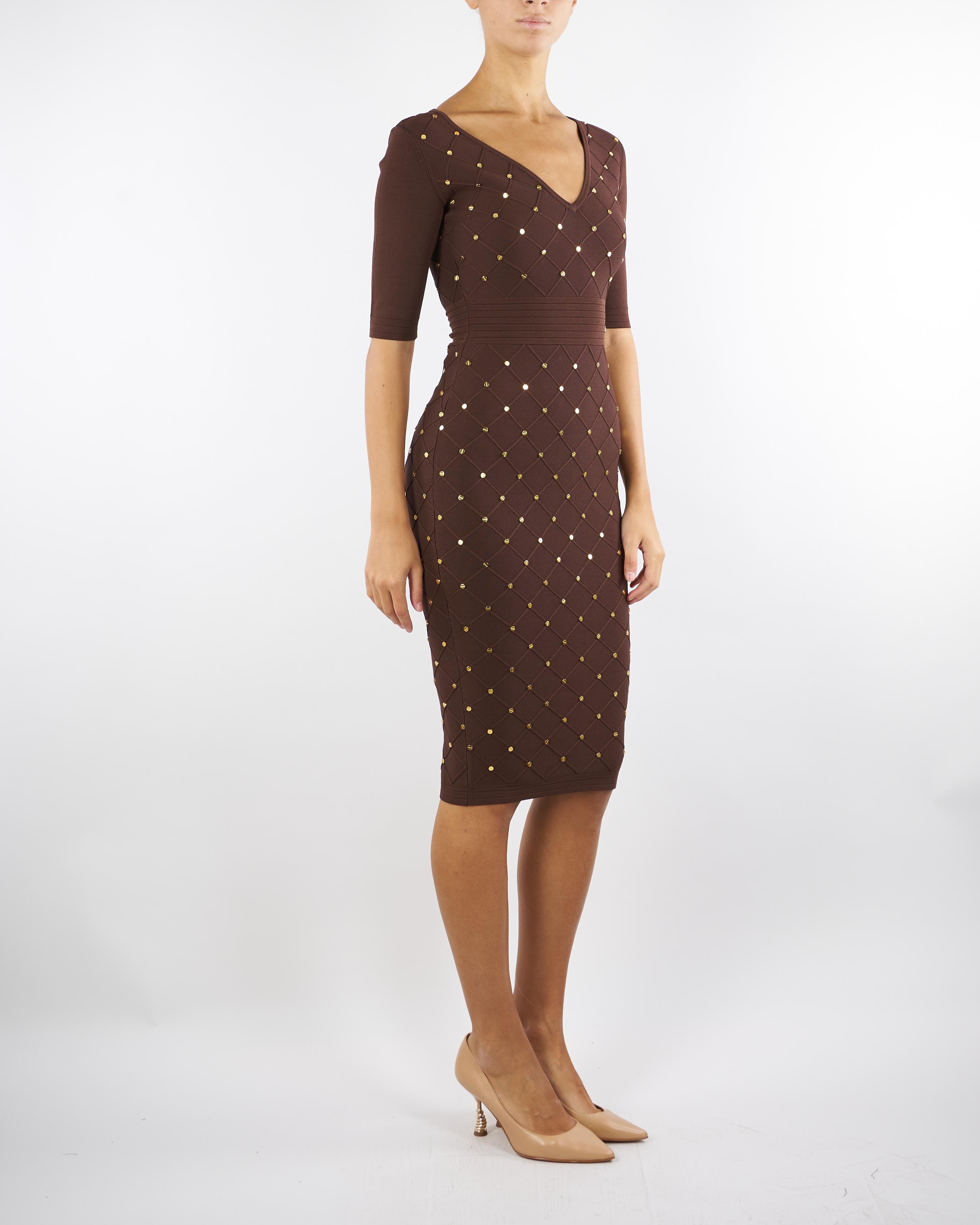 Abito Coffee in maglia con dettagli gioiello AM26S57E2 EA3 ELISABETTA FRANCHI 