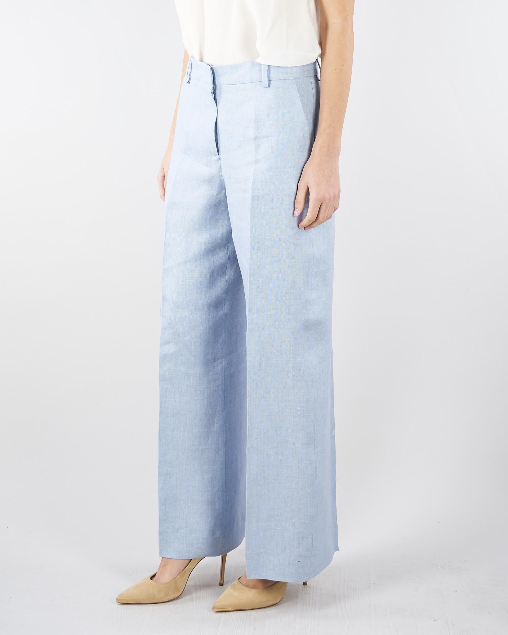 Pantalone Celeste in canvas di lino WKDMALIZIA 25 MAX MARA WEEKEND 