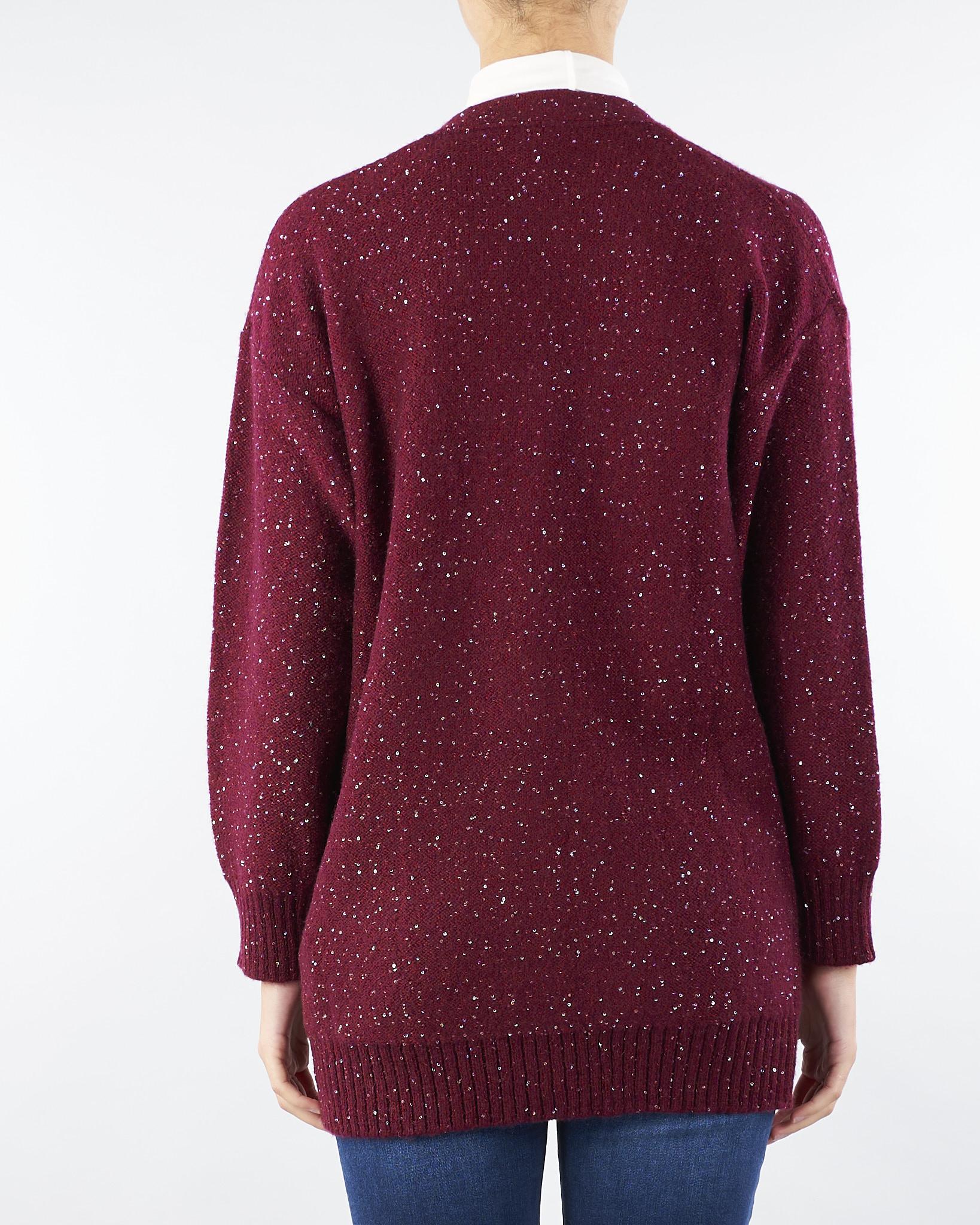 Cardigan Bordeaux in lana con paillettes NERONE 3 MARELLA 
