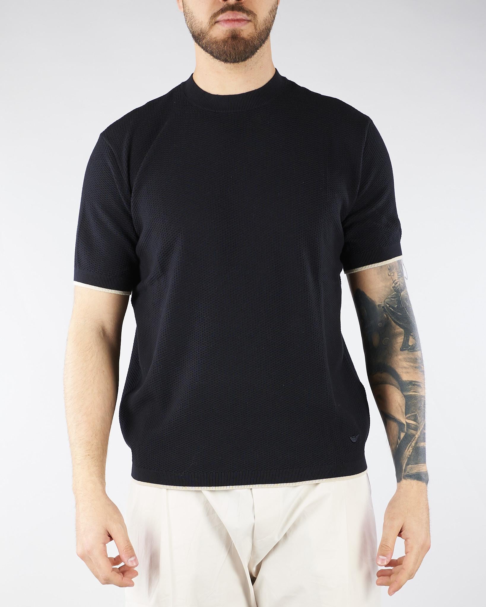 Maglia Nero in cotone con motivo chevron EM005529AF25257 FB167 EMPORIO ARMANI 