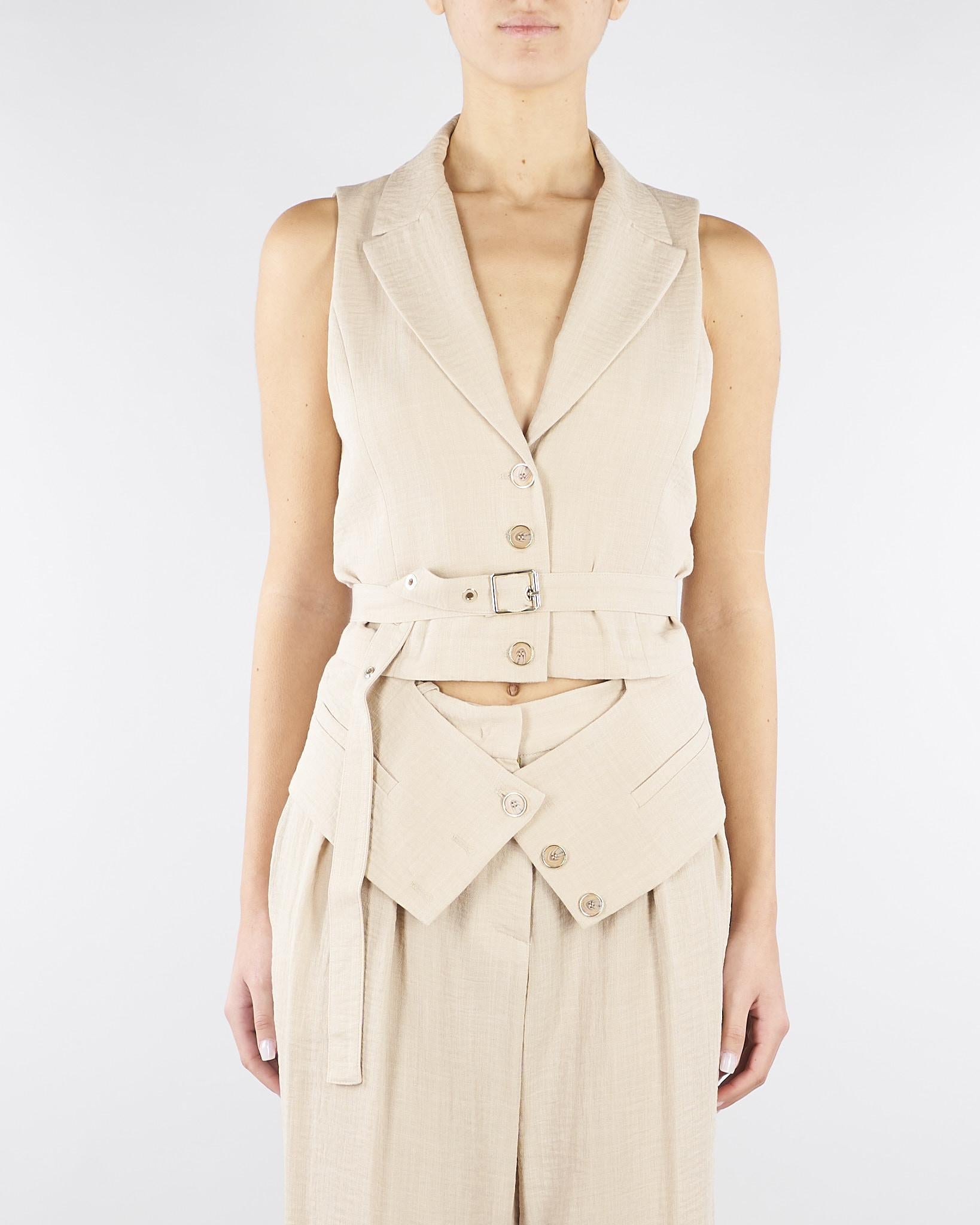 Gilet Beige con cintura TO00201TVIS0025 V0778 SIMONA CORSELLINI 