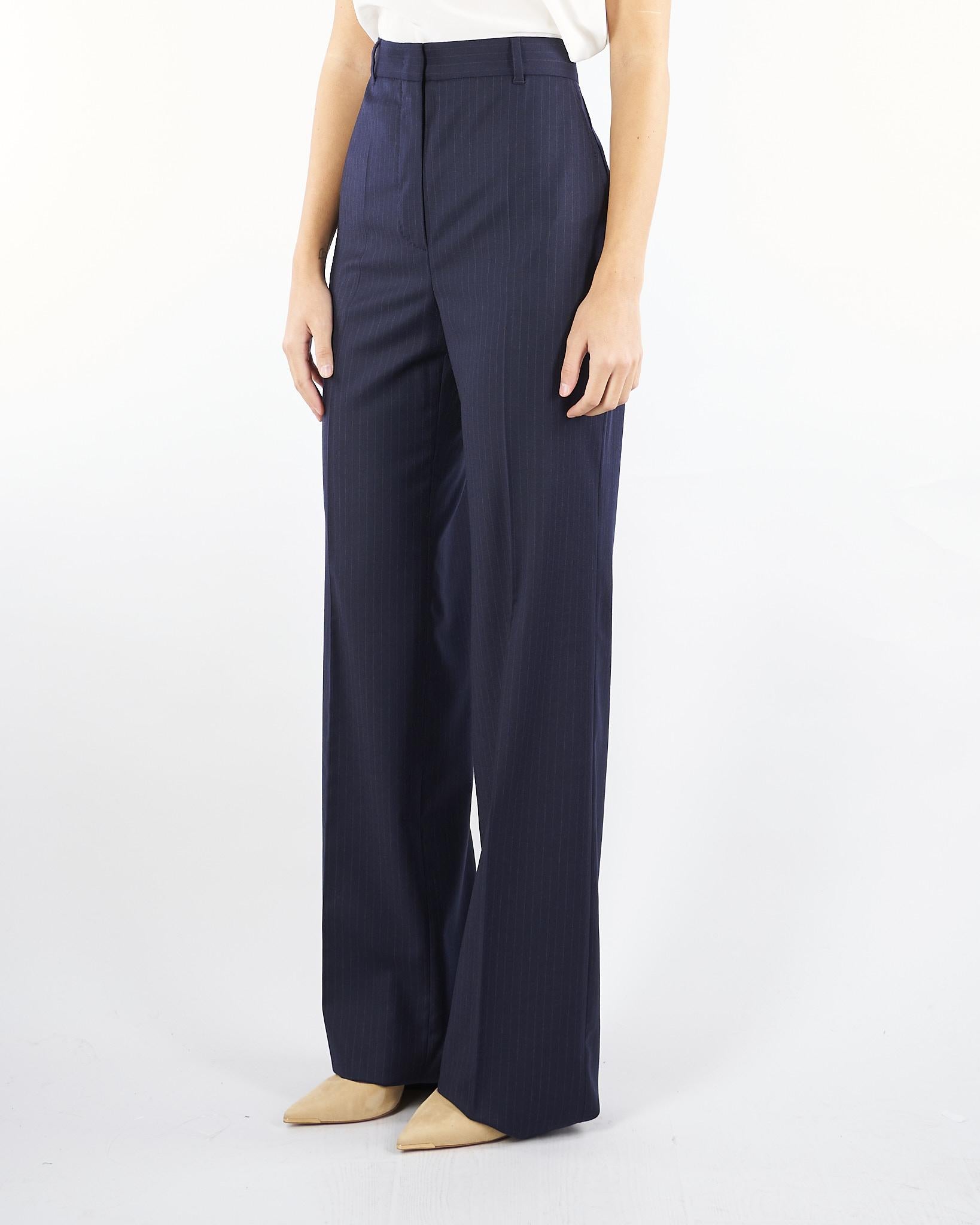 Pantalone Blu in lana stretch disegnata MEDIUM 13 MAX MARA STUDIO 