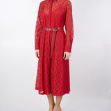 Abito chemisier Rosso in pizzo