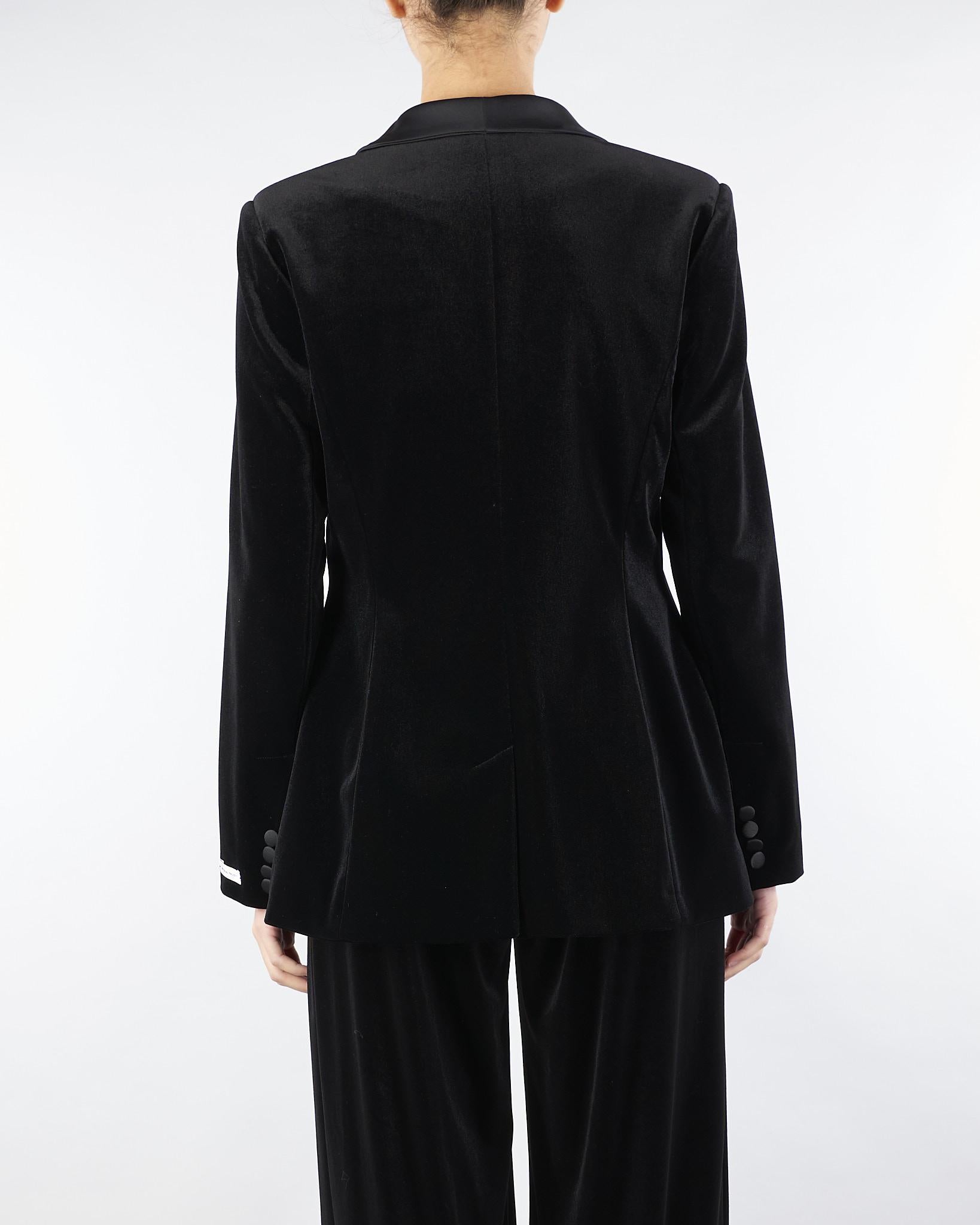 Giacca Nero in velluto con rever e dettagli in raso AT400 99 ATELIER LEGORA 