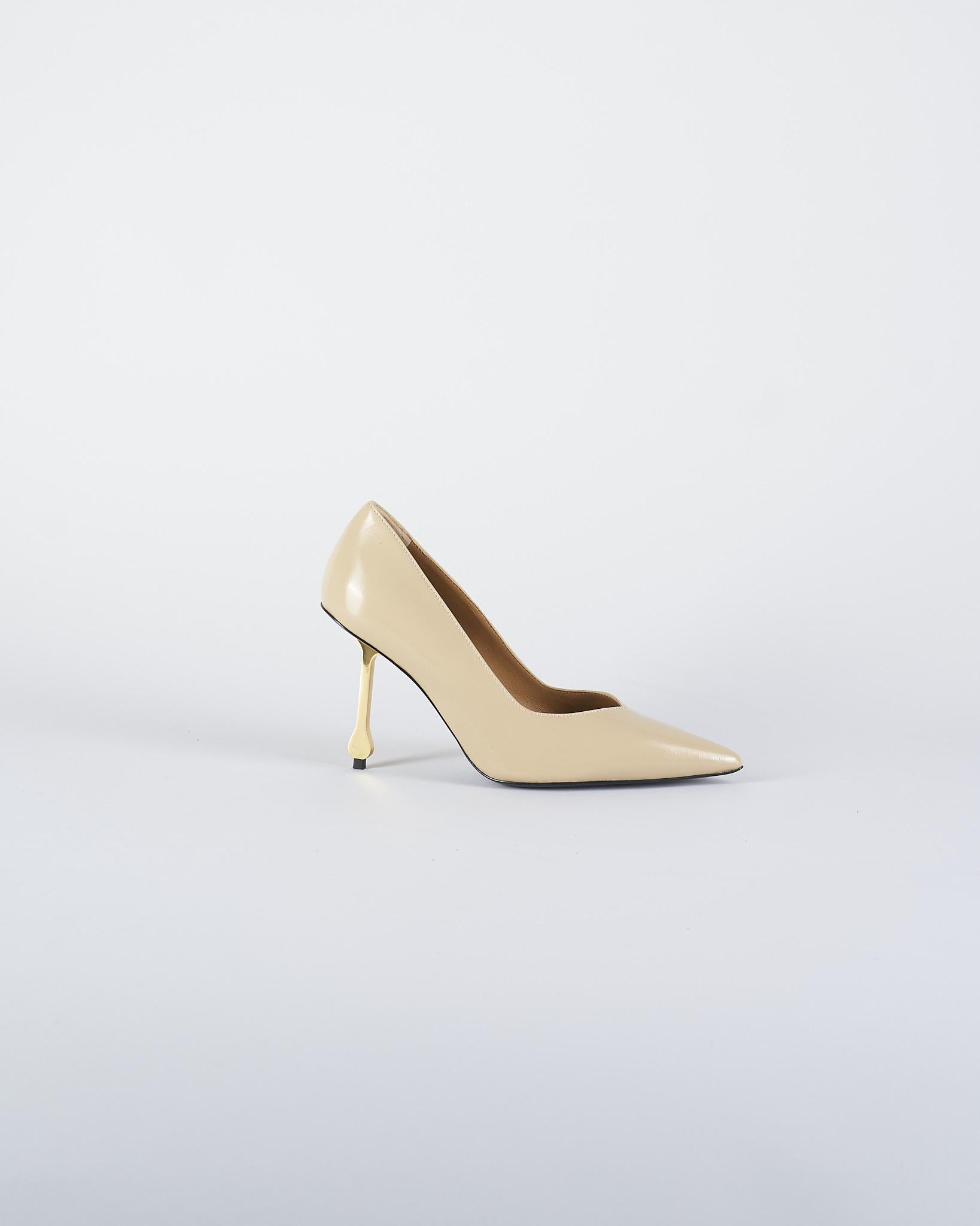 Decollette Crema in pelle con tacco gold 263 13 WO MILANO 