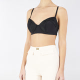 Top in crêpe con fiocchi in raso