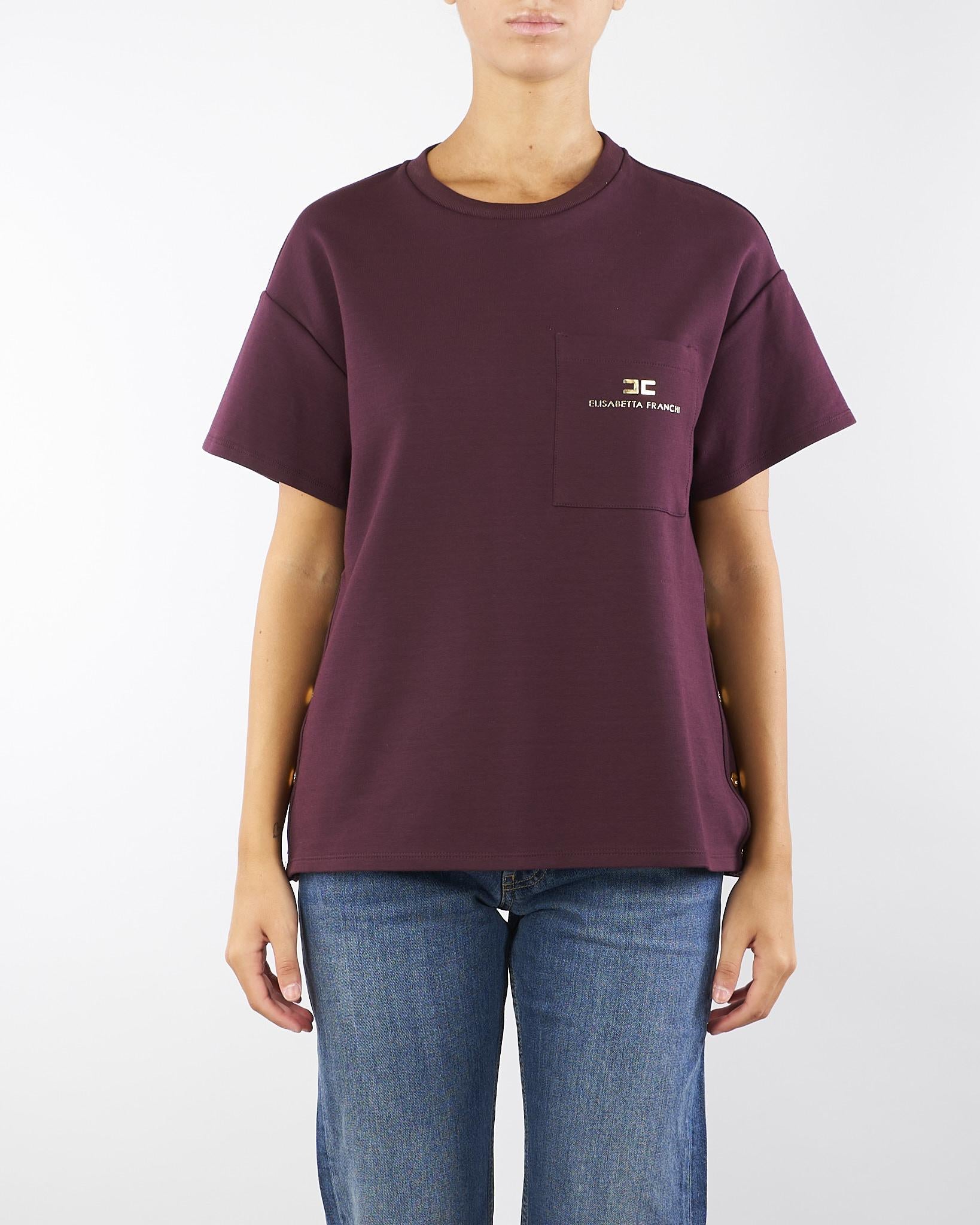 T-shirt Merlot in jersey pesante con taschino MA02756E2 EA4 ELISABETTA FRANCHI 