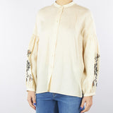 Camicia coreana Beige in lino
