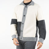 Cardigan Panna-Grigio in lana patchwork color block MA3411 28 I'M BRIAN 