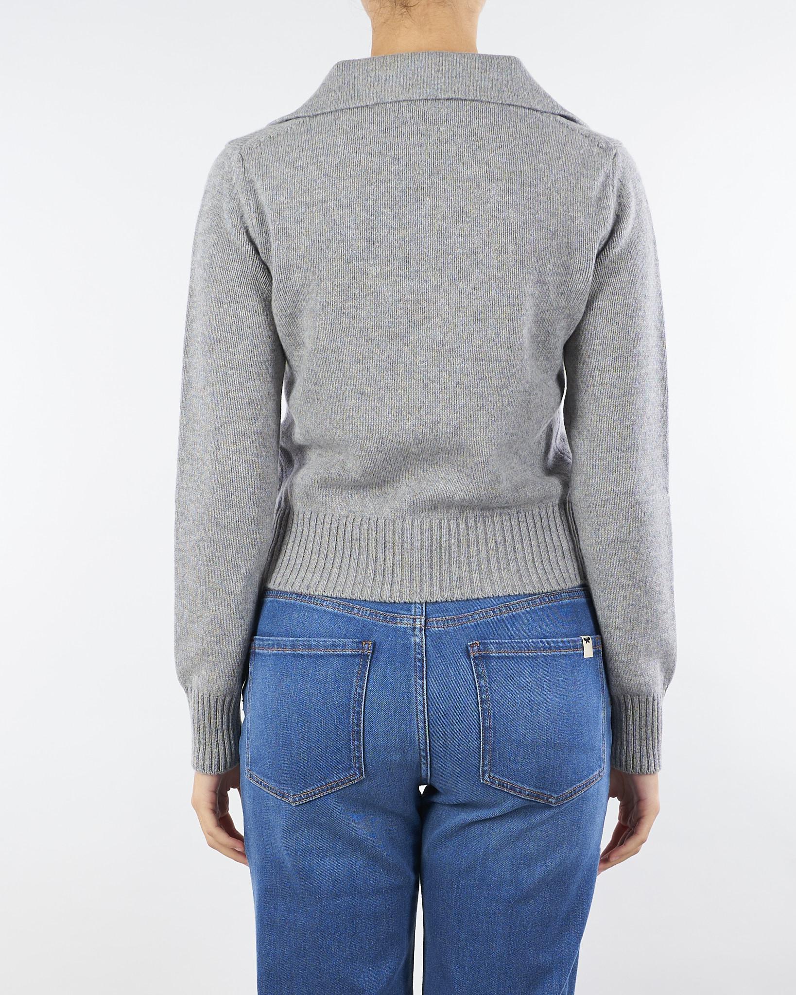 Maglia polo Grigio in pura lana e cashmere con bottoni gioiello V54507 95 VANISE' 